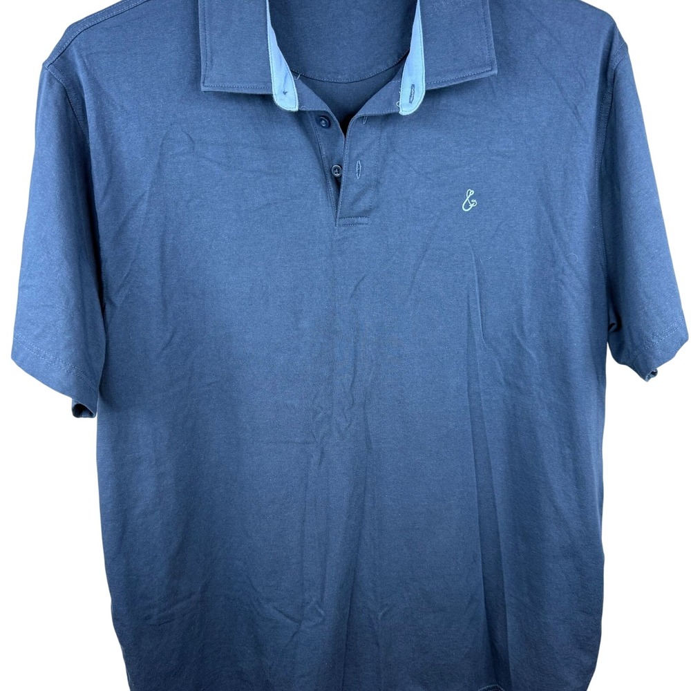 Tackle & Tides Mens XL shirt Navy Blue Cotton Polo preppy golf nautical golf